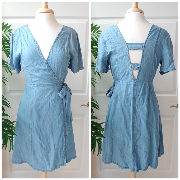 Francesca's Collections Dresses & Skirts - (SOLD) Francesca's Denim Wrap Dress Medium
